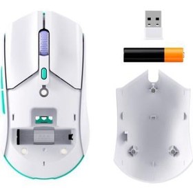 Resim HyperX Pulsefire Haste 2 Beyaz Makrolu Şarjlı Optik Kablolu/Kablosuz Oyuncu Mouse Teşhir 
