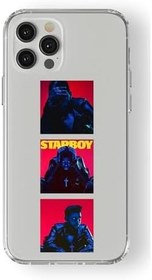 Resim Iphone 12 Pro Max ile Uyumlu Starboy Tasarım Baskılı Şeffaf Kılıf 