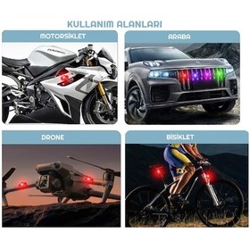 Resim 2 Adet Rgb Drone Araba Uçak Kanadı Motosiklet Şarjlı Çakar Led 