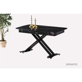 Resim Sweet Home Masa Sandalye Açılır Milano Masa Mdf X Siyah Metal Ayak ( Ortadan Açılır ) 70x120 Cm 