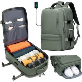 Resim 40.64cm Laptop Bölmesi, Ayakkabı Cebi ve Çoklu Cep Düzenleyici ile Hava Yolları Onaylı Büyük Kapasiteli Seyahat Sırt Çantası - Dayanıklı 180° Açık Üst, USB Şarj, 360° Döner Tekerlekler için İş, Spor Salonu, Okul, Seyahat Sırt Çantası 