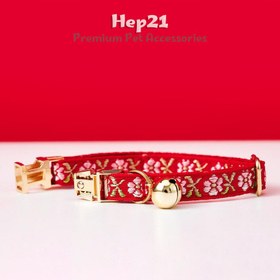 Resim Cat Collar Velvet Cat Collar with Bell 015263 - Fuchsia Bow Tie / L 