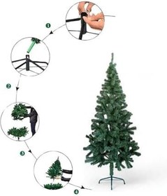 Resim Premium Lüx Serisi 210 cm Yılbaşı Çam Ağacı Metal Ayaklı 580 Dallı Yeşil 