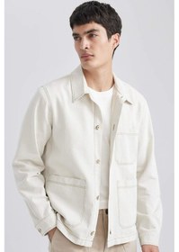Resim DeFacto Regular Fit Polo Yaka Keten Karışımlı Düğmeli Cepli Yazlık Gömlek Ceket B4529AX24SPBG307 
