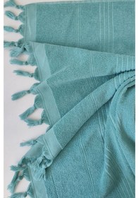 Resim %100 Pamuk Havlu Peştemal 90x175cm - Havuz & Deniz Havlusu- Yeşil 