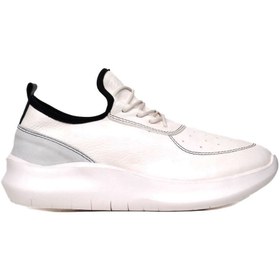 Resim Bueno Shoes Beyaz Siyah Deri Kadın Dolgu Topuklu Spor Ayakkabı 01wq10204 