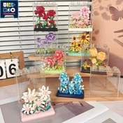 Resim UKBOO 3D Çiçek Yapı Blokları, Renkli Gül Buketi Masa Süsü, Sevgililer Günü Anneler Günü Yeni Yıl Hediyesi 