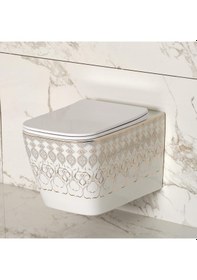 Resim Et-y7032bk Asma Klozet Beyaz & Altın 