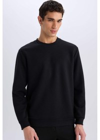 Resim DeFacto Regular Fit Bisiklet Yaka Basic Düz Sweatshirt D7231AX25SPBK81 