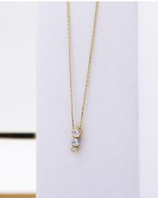 Resim 14 Ayar Altın 3 Tek Taş Kolye Lkskly0155 