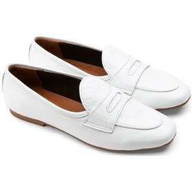 Resim Deery Hakiki Deri Beyaz Kadın Babet - 01910zbyzc01 Beyaz 