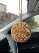 Resim Blingston Kristal Taşlı Disko Topu Dikiz Ayna Süsü Küçük 6cm Altın 