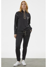 Resim Dik Yaka Rahat Kalıp Eşofman Takım - Siyah 001 