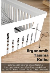 Resim 2'li Modüler Kaşıklık Seti - Mutfak Düzenleyici Çekmece İçi Organizer Bıçaklık Kepçelik Beyaz Beyaz 