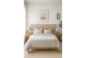 Resim Pinoxi 150CM Masif Ahşap 2 Adet Raflı Yatak Başlığı 150CM x 60CM Masif Natural Çam 