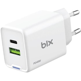 Resim Bix Bx2p46g 45w Gan Usb-c Usb-a Şarj Aleti Iphone Ipad Pps Pd Type-c Hızlı Şarj Cihazı Beyaz 