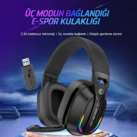 Resim TeknolojiSA GT100 Oyuncu Kulaklığı 2.4g Kablosuz Düşük Gecikmeli Gaming Headset 