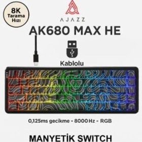 Resim Lidyahan Store AK680 Max He Kablolu Manyetik Switch Klavye - 8000Hz - 0.125MS (AK680 Max He - Siyah Desenli) 