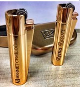 Resim Clipper Kişiye Özel Metal Çakmak Baskı li ve Özel Kutulu Altın 