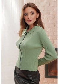 Resim Aqe Fashion Çift Açılır Fermuarlı Polo Yaka Hırka Mint 