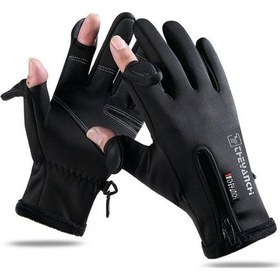 Resim Mufunye Kış Kadife Rüzgar Geçirmez Su Geçirmez Motosiklet/bisiklet Dokunmatik Ekranlı Sıcak Eldiven Siyah Xl Is27065-2-cxc241115 