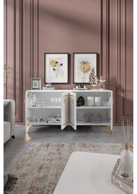 Resim TREND KONSOL MDF MEBRAN KAPAK BEYAZ GOLD 