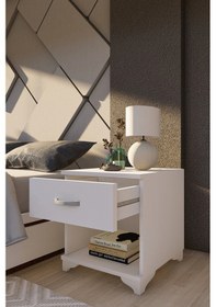 Resim Metalia Gm 026 Beyaz Tek Çekmeceli Komidin 