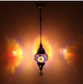 Resim Dekoratif MOZAİK GECE LAMBASI TAVAN LAMBASI EL YAPIMI FAS LAMBASI 