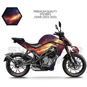 Resim Cfmoto 250nk Sticker Kaplama Şimşek Motor Kaplama Modeli Hazır Kit 2023 / 2025 Uyumlu Siyah 