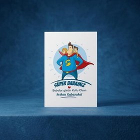 Resim Süper Babam Temalı Tebrik Kartı 