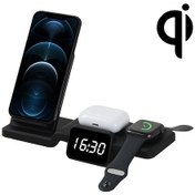 Resim C100 5'i 1 Arada Saat Kablosuz Şarj Cihazı Şarj Tutucu Standı İstasyonu İphone Uyumlu / Watch / Airpods Uyumlu Için 