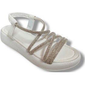 Resim Fancy 051-25 Taşlı Trend Fashion Kadın Sandalet Beyaz 