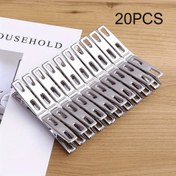 Resim Çamaşır, Çorap, Giyim, Fotoğraflar, Açık Hava Kullanımı için 20 Adet Paslanmaz Çelik Çamaşır Pimleri, Ağır Hizmet Metal Çamaşır Pimleri Seti - Rüzgar Korumalı Giyim Klampları 