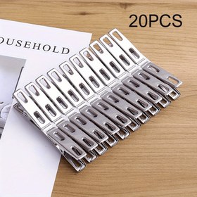 Resim Çamaşır, Çorap, Giyim, Fotoğraflar, Açık Hava Kullanımı için 20 Adet Paslanmaz Çelik Çamaşır Pimleri, Ağır Hizmet Metal Çamaşır Pimleri Seti - Rüzgar Korumalı Giyim Klampları 