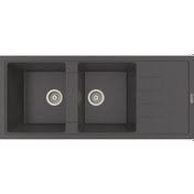 Resim Polex Cristalüx Granit Evye P-X116 Antrasit 2 Hazneli Tezgah Altı Ve Tezgah Üstü Mutfak Evyesi 116.5x50.8 CM 