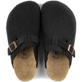 Resim Roy Jones 7004 Unisex Siyah Yün Keçe Günlük Ev Terlik Siyah 