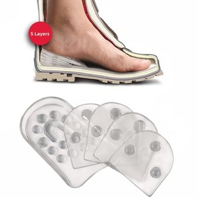 Resim 2 Adet 5 Katmanlı Ayarlanabilir Silikon Jel Tabanlık, Yükseklik Artırıcı ve Rahatlık Sağlayan Şeffaf Topuk Yastığı 