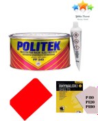 Resim Politek Fiber Macun Seti; 500gr Fiber Macunu+Zımpara+Macun Çekme Aparatı 