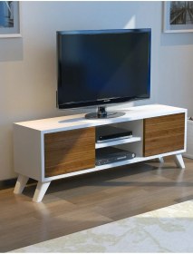 Resim Irmak Mobilya Tv Sehpası Tv Ünitesi Ceviz Beyaz Yaşam Ünitesi Duvar Ünitesi Mini Tv Sehpası Ceviz 