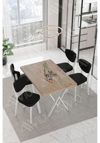 Resim Avvio Senta Beyaz Elma Sandalye 80x120 Yemek Masası Mutfak Masası 4 Kişilik Masa Sandalye Takımı Akça 
