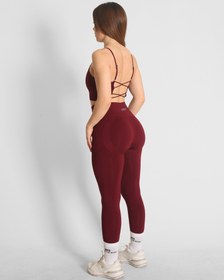 Resim Yüksek Bel Dikişsiz ve Büzgüsüz Kalça Toparlayıcı Spor Tayt Vişne Çürüğü - L / Dark Cherry 