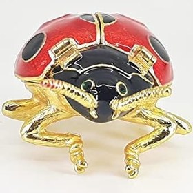 Resim Swaroski Taşlı Metal Uğur Böceği Mücevher Kutusu 