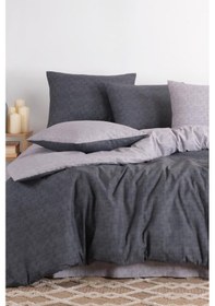 Resim Serena 4 Parça %100 Pamuk Çift Kişilik Nevresim Takımı Antrasit Antrasit 