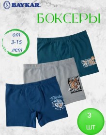 Resim Baykar Erkek Çocuk İçin Boxer Baykar 3'lü Set 278412160 Gri 