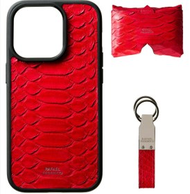 Resim RAFAEL FEDERICO IPHONE 14 PRO MAX KIRMIZI KILIF KARTVİZİT ANAHTARLIK SETİ 