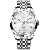 Resim Sones Curren 8106 Moda İş Takvimi Su Geçirmez Tam Çelik Kuvars Saat Beyaz Kasa Beyaz Kadran 