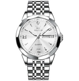 Resim Sones Curren 8106 Moda İş Takvimi Su Geçirmez Tam Çelik Kuvars Saat Beyaz Kasa Beyaz Kadran 