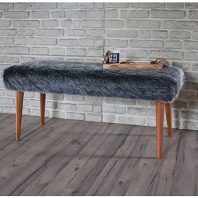 Resim Zeen Concept Retro Bench Puf Antrasit Peluş 