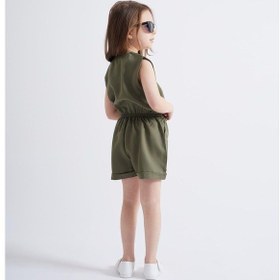Resim Oliven The Kid Oliventhekid Yeşil Kolsuz Önden Düğmeli Beli Lastikli Cepli Kız Çocuk Tulum Yeşil Yeşil 