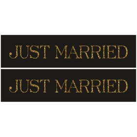 Resim liyanamoda Just Married Gelin Düğün Arabası Plaka Folyo Baskısı 